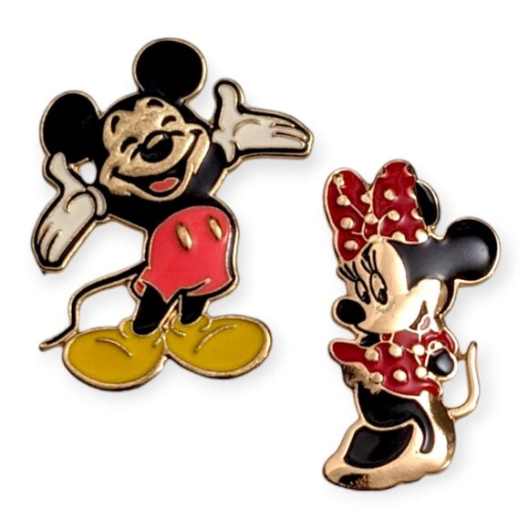 Mickey Mouse and Minnie Mouse Disney Pins: Gold Happy and Shy Couple